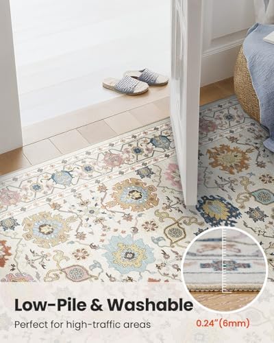 Amada Vintage Washable Area Rug,8'x10',Beige/Multi - Image 6
