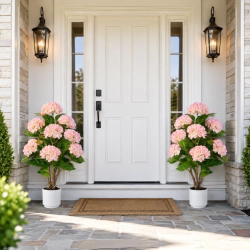 Faux Hydrangea Tree 2 Pack, 3FT Pink Artificial Flowering Plant - Image 5