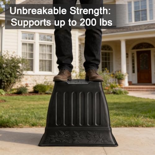 4-Pack 18 Inch Large Outdoor Planters, Embossed Leaf Pattern, Black - Image 4