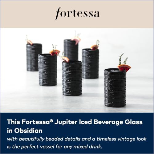 FORTESSA Jupiter Beaded Hobnail Glass Vintage Themed Drinkware Set, 13 Ounce Iced Beverage Glasses (Set of 6), Dishwasher-Safe, Obsidian Black - Image 3
