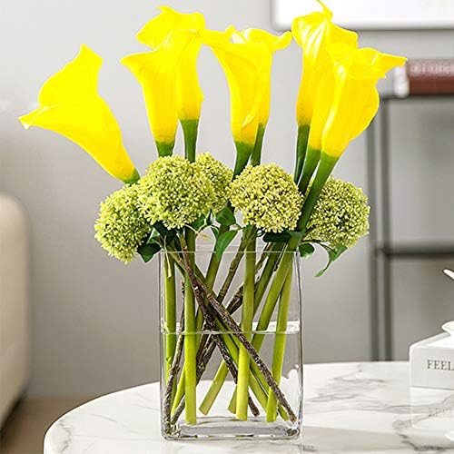 WGV Tall Rectangle Block Vase Bulk, Width 3", Length 7", Height 8", Clear Round Glass Floral Container Wedding Party Event Home Office Decor, 12 Pieces - Image 4
