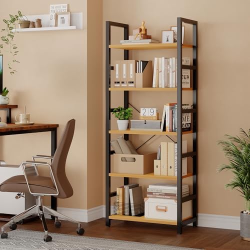 DUMOS 5-Tier Bookshelf, Modern Tall Bookcase Book Shelf - Image 4