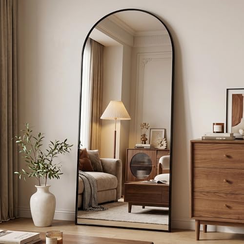 Full Length Mirror, 76" x 34" Arched Full Body Mirror Large Standing Floor Mirrors, Mirrors for Bedroom, Bathroom, Living Room Standing or Wall Leaning, Black - Image 3