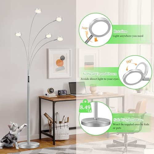 Bairth LED Arc Floor Lamp with Remote,2250LM Dimmable Floor Lamp with Timer - Image 6