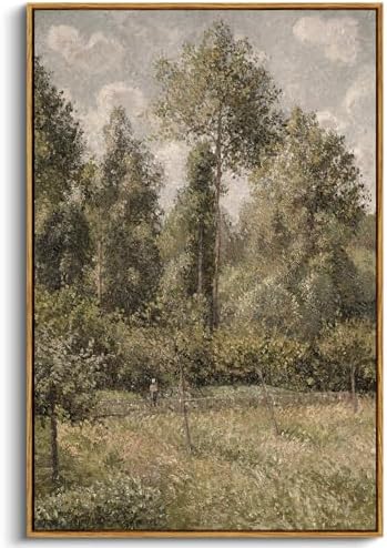 InSimSea Framed Canvas Prints Art Vintage Decor, Bushes Poplars Nature Landscape Paintings, Large Prints, Farmhouse Decor, Classical Wall Decorations for Bedroom Living Room Bathroom, 24"x36" by InSimSeaArt