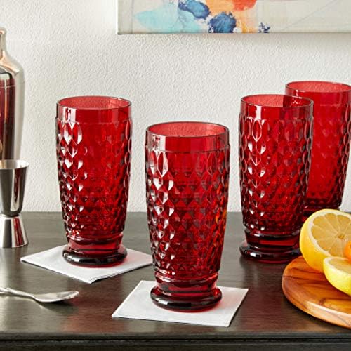 Villeroy & Boch Boston Red Crystal Highball Glasses, Set of 4 - Image 5