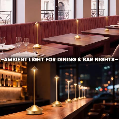 12 Pack Cordless Table Lamp, 3 Color Stepless Dimmable, Gold - Image 6