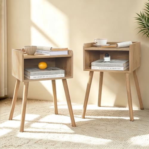 MaxSmeo End Tables Set of 2, Mid Century Side Table Bedroom with Storage by MaxSmeo