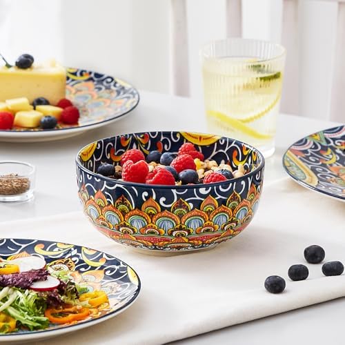 vancasso 12 Pieces Dinnerware Sets, Dark Green Plates and Bowls Set, Porcelain Dishes Set for 4, Microwave and Dishwasher Safe, Scratch Resistant, Bohemian Style Dining Ware Service for 4, Series SIMI - Image 7