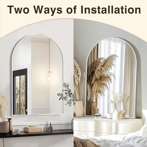 FICTOR 26" x 38" Arched Bathroom Vanity Mirror for Over Sink, Silver - Image 4