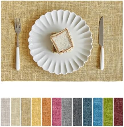 Softalker Faux Linen Cloth Placemats Set of 6-12 x 18 Inch, Khaki by Softalker