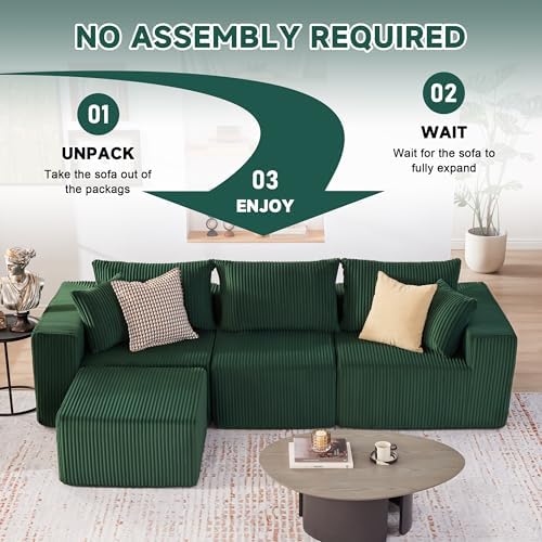 Weture 107.4" Modular Bnoeless Couch, Convertible Sectional Couch, Beige - Image 5