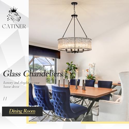 CATINER Modern 24.4" Crystal Glass Chandelier 8-Light Black Chandeliers - Image 2