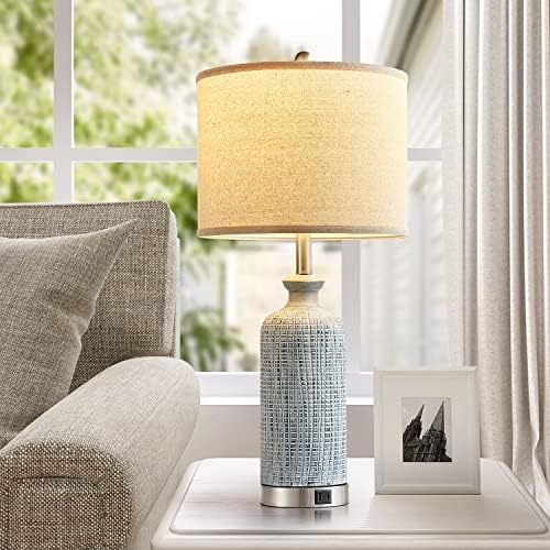 Living Room Lamps Set of 2, 27" Touch Lamps for Nightstand with USB A+C Ports, Modern Farmhouse Table Lamps for Bedroom, 2 Bulbs Included - Image 4