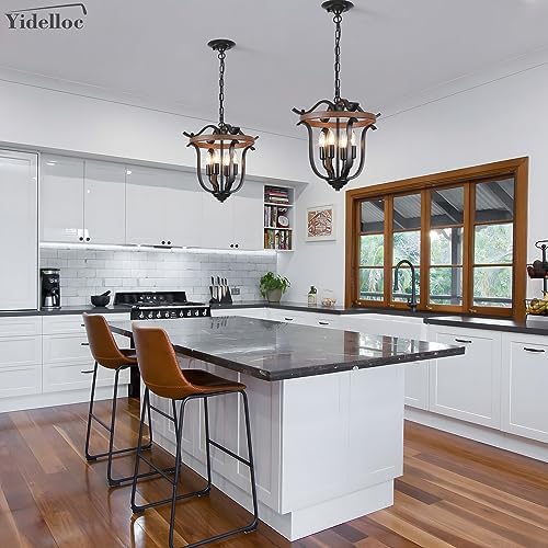 4 Lights Black Farmhouse Chandeliers Vintage Cage Ceiling Light Fixtures - Image 3