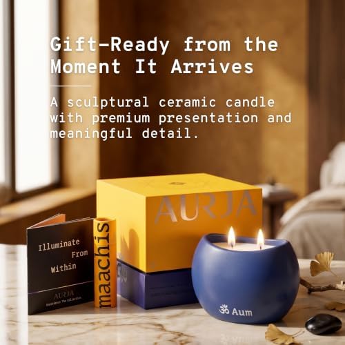 Aum Luxury Scented Candle with Cardamom, Hinoki & Wild Moss Fragrance Notes, Soy Coconut & Beeswax Blend, 60+ Hour Burn Time, Premium Natural Wax Candle for Calm Wood Aroma & Elegant Gift Giving - Image 2