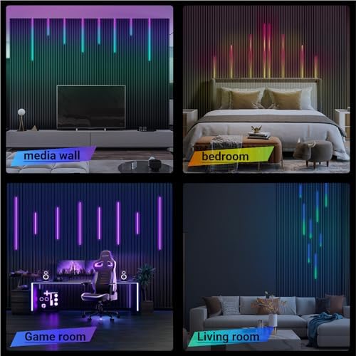 HAMRVL RGB+IC Smart Recessed Lighting Wall Panel Lights, 8PCS Slat Wall Lights for Acoustic Panels, APP & Remote Control, Music Sync, Chasing Effect, Timer, LED Light Wall Panels for Wood Wall Panels - Image 5