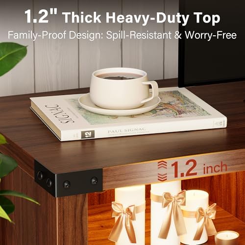YESHOMY 58 Inch LED Fireplace TV Stand for TVs up to 65 Inch, Walnut - Image 3