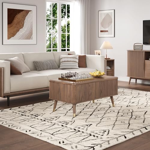 JOINICE 38" Lift Top Coffee Table with Storage for Living Room,Walnut - Image 6