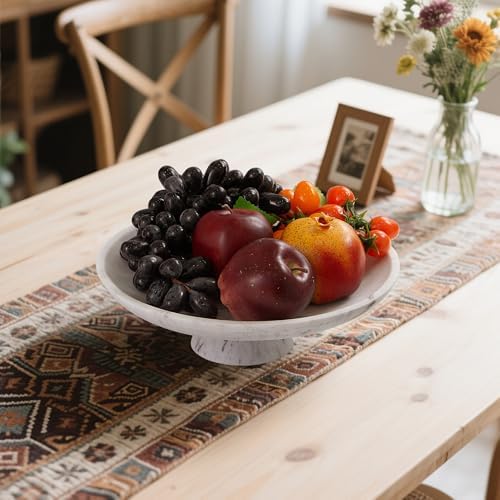 YMXYJM Modern Pedestal Decorative Bowl, Large Resin Fruit Bowl, white - Image 2