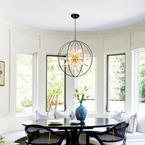 Vezzio Modern Black and Gold Sputnik Chandelier for Dining Room - Image 3