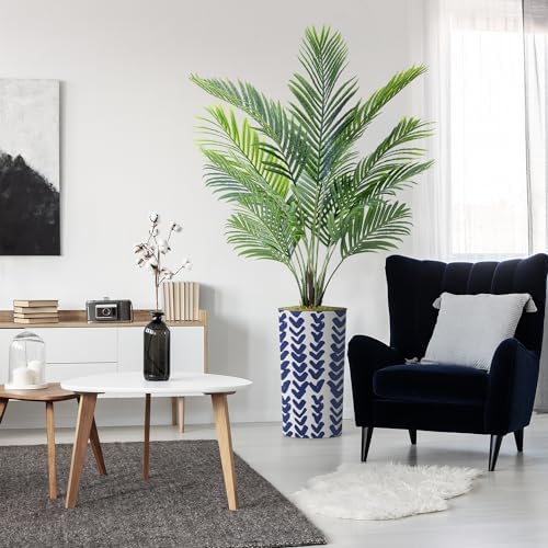 Artificial Tree in Modern Pattern Planter, Fake Areca Tropical Palm Silk Tree for Indoor and Outdoor Home Decoration - 66" Overall Tall (Plant Pot Plus Tree) - Image 2