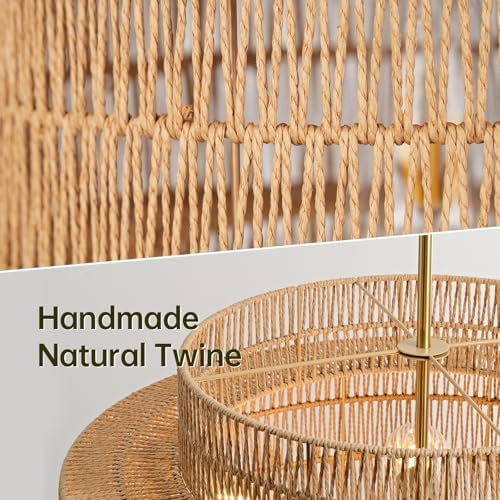 24" Rattan Chandelier for Dining Room, Large Boho Pendant Light - Image 2