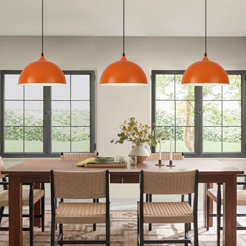 Orange Pendant Lights, 11.8" Kitchen Pendant Light 3 Pack, Industrial Pendant Light Fixtures for Kitchen Island, Farmhouse Pendant Lighting for Bedroom, Living Room, Cafe, Bar, Hallway - Image 4