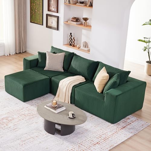 Weture 107.4" Modular Bnoeless Couch, Convertible Sectional Couch, Beige - Image 4