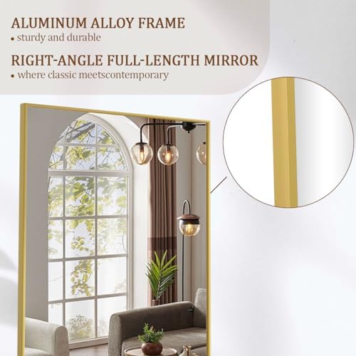 Koonmi 71"x26" Floor Mirror Full Length, Bedroom Floor Body Mirror with Stand, Large Gold Mirror, Leaning, Standing or Hanging Horizontally/Vertically - Image 3
