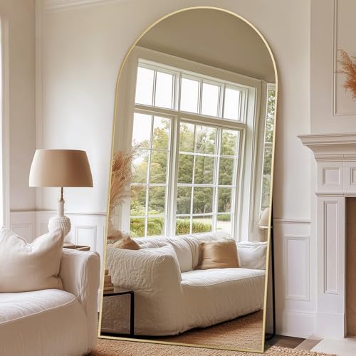 81"x41" Arched Full Length Mirror, Large Floor Mirror, Gold - Image 3