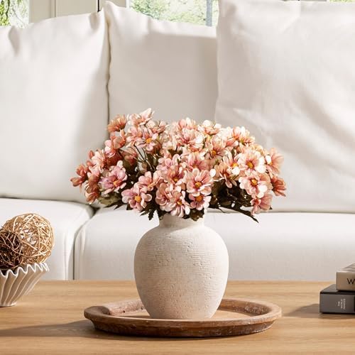 Vanselia Ceramic Flower Vase Home Decor - Farmhouse Table Vases Rustic Vintage Living Room Kitchen Bedroom Decorations for House Book Shelf Office Coffee Desk Dining Fireplace (7.4" Rustic) - Image 5