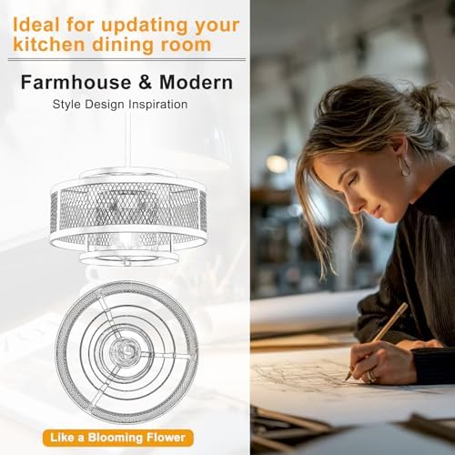 13" Dining Room Light Fixture/Chandelier Over Table, No Assembly Required Modern Black Pendant Light Fixtures, Industrial Hanging Pendant Lights Fixture for Kitchen Island Dining Room Hallway Entryway - Image 6