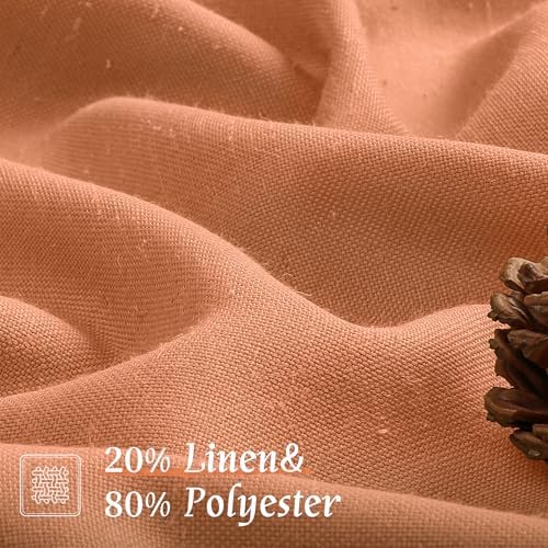 LAMIT Terracotta Linen Curtains 72 inches Long for Living Room 2 Panels - Image 2
