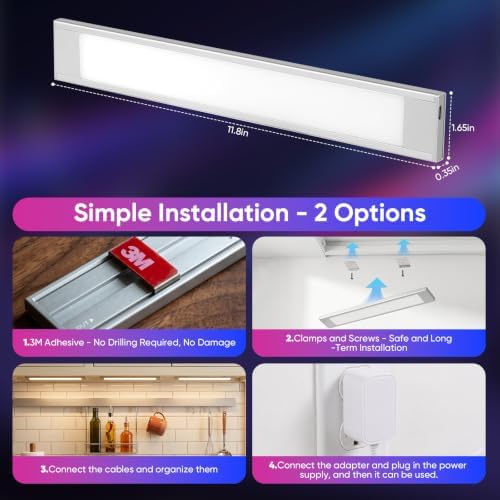 VST 6Pack RGB Under Cabinet Lighting with Adjustable White LightShelves - Image 6