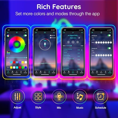 FBZ 150Ft Led Rope Lights, Flexible Neon Lights Control with App/Remote, Multiple Modes, IP65 Outdoor RGB Waterproof, Music Sync Gaming Light Strip for Bedroom Decor - Image 7