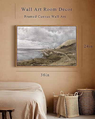 InSimSea Framed Canvas Wall Art, Vintage Decor - Coastal Landscape, Seaside Painting - Rustic Decorations for Living Room & Bedroom, 24"x36" - Image 5