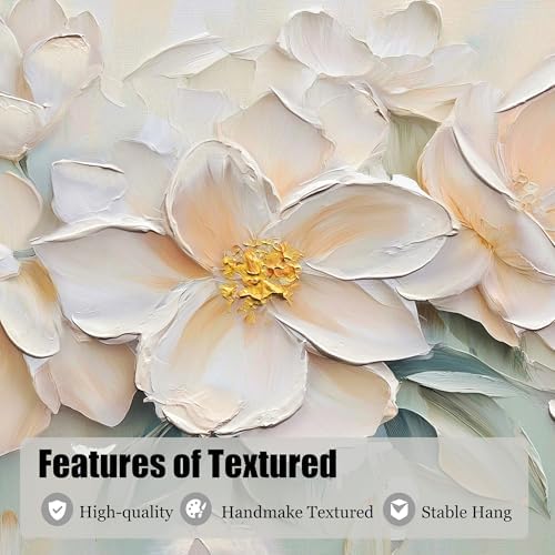 Anolyfi Large White Floral Canvas Wall Art for Living room Bedroom 58"x29" - Image 5