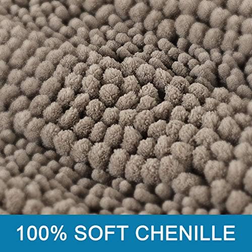 H.VERSAILTEX Bath Mats for Bathroom Non Slip Extra Thick Chenille Striped Bath Rug 24" x 36" Absorbent Non Skid Fluffy Soft Shaggy Rugs Washable Dry Fast Plush Mats for Indoor, Bath Room, Tub - Taupe - Image 3