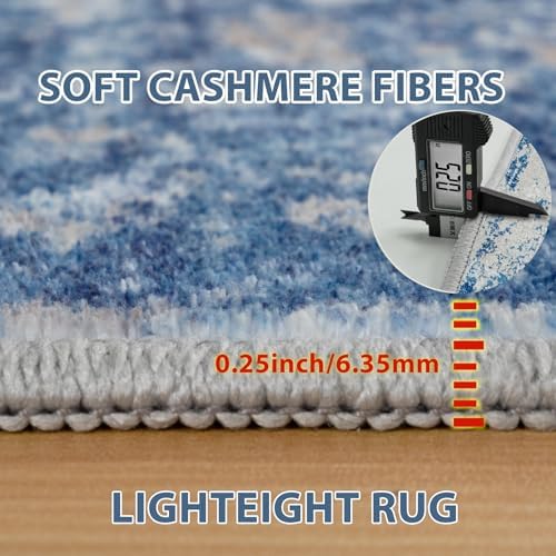 5x7 Area Rugs for Living Room Washable Bedroom Dining Room Blue Grey White - Image 6