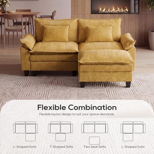 URRED Oversized Modular Sectional Sofa，Yellow：87" L Shaped - Image 3
