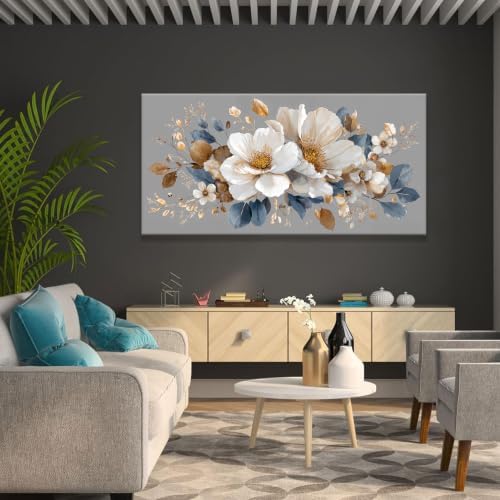 White Floral large Canvas Wall Art for Living Room Artwork for Walls 29×58 - Image 3