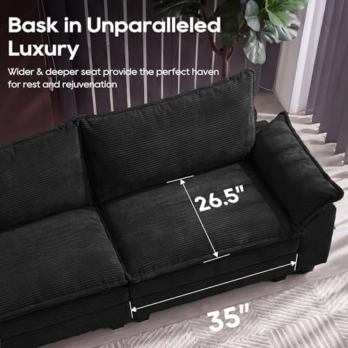 URRED Oversized Modular Sectional Sofa，Solid Black：87" L Shaped - Image 5