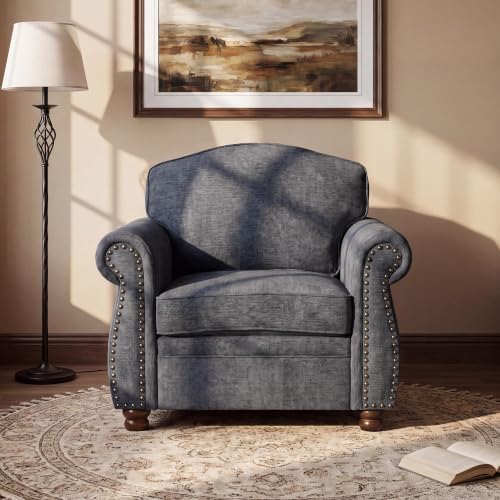 Traditional Oversized Accent Reading Chair Set of 2, 41.3", Chenille, Gray - Image 5