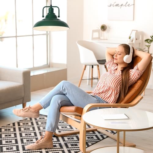 Farmhouse Pendant Light, 12.5inch, 2 Packs Green Kitchen Pendant Lights, Modern Pendant Lights, Pendant Lights Kitchen Island, Pendant Light for Bedroom, Office, Kichen Sink, Library - Image 3