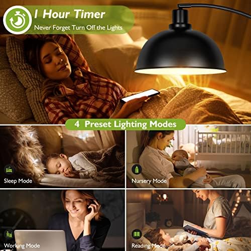 Arc Floor Lamps for Living Room, Modern Tall Standing Lamp Remote Control,Stepless Dimmable Black Floor Lamp with Hanging Dome Shade, Over Couch Arched Reading Lamp for Bedroom (Bulb Included) - Image 5