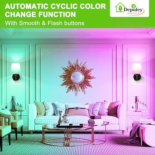 Depuley Wall Sconces Battery Operated: Set of 2 Wireless Wall Lights with Remote for Bedroom - Rechargeable 15 Colors Black Wall Lamp for Living Room Hallway Home Decor - Image 5