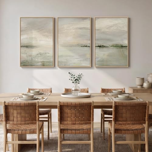 Framed Sage Green Abstract Landscape Wall Art for Bedroom, 3 Piece 16x24 In - Image 4