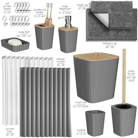 Clara Clark Bathroom Set, Bathroom Sets with Shower Curtain and Rugs - Image 2