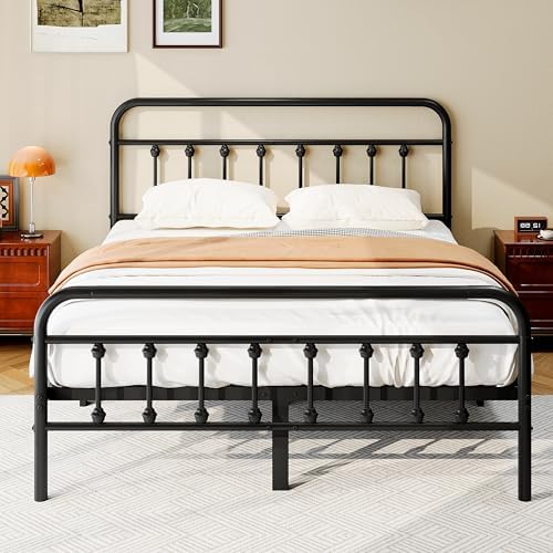 zunatu Full Size Metal Bed Frame, Victorian Style Headboard and Footboard by Zunatu